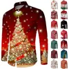 Men's Casual Shirts Christmas Tree Printed Long Sleeved Shirt Party Button Down Mens Designer Fashion Big And Tall