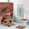 Rideaux Vintage Route 66 moto affiche salle de bain rideaux de douche ensemble pour salle de bain rétro américain vieille voiture tapis de bain tapis décor