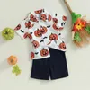 Clothing Sets FOCUSNORM 1-6Y Toddler KidsBoys Halloween Clothes 2pcs Short Sleeve Pumpkin Print Shirt Solid Shorts