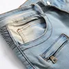 Jeans Homme Short Stretch Coupe Droite Capris 2024 Locomotive Bleu Clair