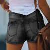 Kvinnors jeans jean hög midja shorts hål denim trendiga stretch byxor kvinnor curling ropa de mujer