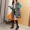 Women's Jackets Fat Mm Medium Length Cow Horn Button Sweater Cardigan Retro Plaid 2024 Autumn/Winter Loose Coat Commuting WLF