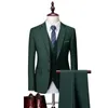 Men's Suits 2024 Double Button Suit Set For Korean Slim Fit Wedding Dress Groom Business Casual Three Piece
