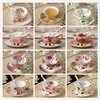 Ensemble de tasses à café et soucoupes en porcelaine, élégantes, en porcelaine, en céramique, Style britannique, ensemble de tasses à thé de l'après-midi, cadeau 238B