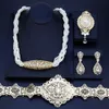 Sunspicems Chic Morocco Bride Jewelry Sets Women Caftan Belt Beads Choker Necklace Crystal Brooch Drop Earring Algeria Bijoux 240125