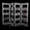 Behogar 4 painéis dobrável transparente acrílico suporte de exibição de joias organizador para brincos brincos colar pulseiras265h