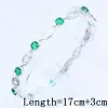 Collana in argento 925 Kit di gioielli Anello regolabile Orecchino Bracciale a catena con ciondolo Uovo verde Set di gioielli da sposa con zirconi cubici