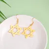 女性のためのデビッドダングルイヤリングのスター女子ヘキサグラムビンテージイヤリングゴールドカラー14Kイエローゴールドイスラエルユダヤ宝石