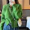 Round neck short casual jacket for women with Korean zipper solid color cardigan top, soft and versatile