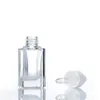 Clear Square Glass Dropper Bottle Essential Oil Perfume Bottle 15ml with White/Black/Gold/Silver Cap Kormw Jlakw