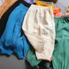 Брюки для мальчиков и девочек, хлопковые муслиновые летние штаны от комаров для маленьких девочек, тонкие бамбуковые шаровары, модная домашняя корейская детская одежда