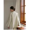 Costumes pour femmes, manteau de costume en lin, Design Simple et paresseux, sans col, ouvert sur le devant, début du printemps, 2024