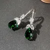 Dangle Earrings Noble Pear Shaped Green Cubic Zirconia Drop Women Elegant Wedding Party Ear Accessories Nice Gift Jewelry