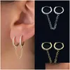 Hoop Huggie Hie Tassel Earrings Chain Asymmetrical Drop Earring Copper Lång lyx för kvinnor män Leverans smycken DHKDR