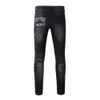 Nuovi jeans viola jnco jeans 1322 High Street europeo e americano Trendy Brand Hole Patch Patch Nero ksubi Jeans Retro elastico da uomo Slim Fit jeans y2k veri jeans