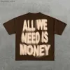 Men's T-Shirts High street Oversized Money Letter graphic t shirts men gothic all cotton shirts Couples y2k tops 2024 new goth women clothes Q240130
