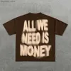 T-shirt da uomo High street Oversize Money Letter magliette grafiche da uomo gotiche tutte camicie in cotone Coppie y2k top 2024 nuovi vestiti gotici da donna Q240130