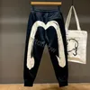 Hochwertige Eviss-Jeans, lässige Harajuku-Y2K-Herren-Jogginghose, JPN-Modemarke, M-bedruckte Shorts mit weitem Bein, Sommer-Männerkleidung, große M-schwarze Hose, Hip-Hop-Hose S-3XL