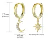 Stud 2024 örhängen Bamoer äkta 925 Sterling Silver Moon and Star Dangle örhängen med charm pläterad i guld nya trender huggies earrin