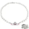 Saturn Lack Halskette Perlen Diamant Tennis Halskette Damen Vintage Mode Stil mit box273U