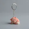 Keychains Handmade Wood Ornaments Genshin Yae Miko Cute Anime Pink Fox Carving Animals Pendants Gifts Fashion Jewelry