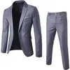 Formal Suit Pockets Korean Style Buttons Cuff Blazer Pants Men Suit Attractive 240124