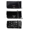 7a Pochette Rock Swing Your Wings Bag Bag Womens Tote 핸드백 어깨 맨 진짜 가죽 Zadig Voltaire Wing Chain 고급 클러치 플랩 크로스 바디 백
