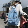 Okul çantaları kadın vintage denim kumaş kitap backpack öğrenci gündelik seyahat kot yumuşak kumaş cepler geniş dizüstü günlük sırt çantası