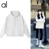 Al Womens Autumn Hoodies Sweatshirt Yoga kostym Jacka Ladies Gym Coat Fleece Loose Workout Pullover