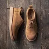 Dress Shoes Maden British Style Brown Casual Big Head Boots Male Low Top Soft Leather Work Brand Desiger Vintage Ankle For Men