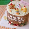 Fournitures festives Dessin animé Woodland Animal Cake Topper Mignon Doux Tigre Vache Poterie Forêt Cupcake Décor 1er Joyeux Anniversaire Fête Poupée