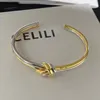 Women's Bangle Earrings Designer Mens Bracelet 18K Gold Plated Knot Wristband Adjustable Opening Jewelry With Original Box