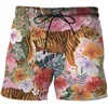 Pantaloncini da uomo 2024 uomini estivi modello tigre stampa 3D streetwear sport da spiaggia pantaloni da bagno casual abbigliamento maschile