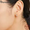 Earrings BAMOER 925 Sterling Silver Bezel Moissanite Stud Earrings Round Cut Lab Diamond Earrings for Women Wedding Jewelry Gift