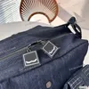 Vintage Designer Unisex Denim Shoulder Square Bag 36x22cm Plaid Pattern Adjustable Wide Strap Multi Pochettes Large Capacity Cross Body Messenger Flap Zipper Bags