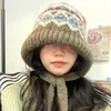 Japanese Retro Thermal Ear Hat Fashion Winter Ethnic Style Jacquard Hand-crocheted Knitted Pullover Beanie Hat Sfor Women Bonnet 240127