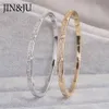 JINJU couleur or bracelets porte-bonheur bracelets pour femmes cadeau d'anniversaire cuivre cubique zircone manchette bracelet Femme Dubai mode bijoux 289a