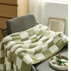 Vintage Large Checkerboard Plaid Knitted Thread Fluffy Casual Sofa Blanket born Baby Quilts Cover 240127