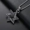 Roestvrij stalen hexagram ketting heren trendy holle dubbelzijdige zeshoekige sterhanger