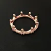 Ensemble de bagues couronne en or Rose 18 carats, boîte originale pour argent 925, diamant CZ, bagues de mariage pour femmes, 182I