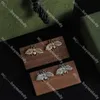 Vintage Diamond Bee Earrings Interlocking Letter Studs Crystal Studs Earrings With Box smycken tillbehör
