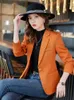 Costumes pour femmes Grande taille Bureau Dames Slim Formelle Blazer Femmes Beige Orange Noir Femme Travail Business Wear Veste pour l'automne hiver Y2K
