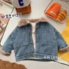 Primavera Denim Peluche Caldo Giacca per ragazze Autunno Inverno Bambini Cappotto di jeans spesso Vestiti per neonati da 2 a 8 anni XMP486 240125