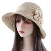 Berets Minderheid Solid Color Outdoor Visor Caps Matching Bow Bucket Hats Shading Hat Seaside Straw Women Sun Koreaanse stijl Cap