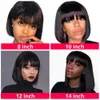 250% Bob Wigs with Bangs Human Hair Cheap Peruvian Bang Wigs for Black Women Full Machine Blunt Cut Human Hair Short Bob Wigs