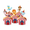 Fontes de festa 12 conjuntos de papel de embrulho de cupcake de palhaço de leão, casamento, aniversário, chá de bebê, decorações de barra de doces para bolo, fornecimento de tema de circo