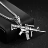 Hip Hop Rock Metal Gun Pendant Necklace Rifle Charms Chain Punk Rap Fashion Jewelry Cool Guy Gifts Party Unisex Women Men1286u