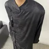 Mäns casual skjortor Syuhgfa män tofsels skjorta personlighet brokad spänne stativ krage fast färg manlig kinesisk stil topps 2024 vårtrend
