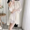 Vêtements de nuit pour femmes dentelle femme 2 pièces robe costume été rayonne soyeuse peignoir robe de nuit kimono femmes vêtements de détente