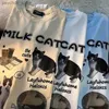 Men's T-Shirts Harajuku Cute Cat Graphic Print T-shirt Summer T Shirt Y2k Women Streetwear Fashion Top Aesthetic Cheap Women Clothing Tshirts Q240130